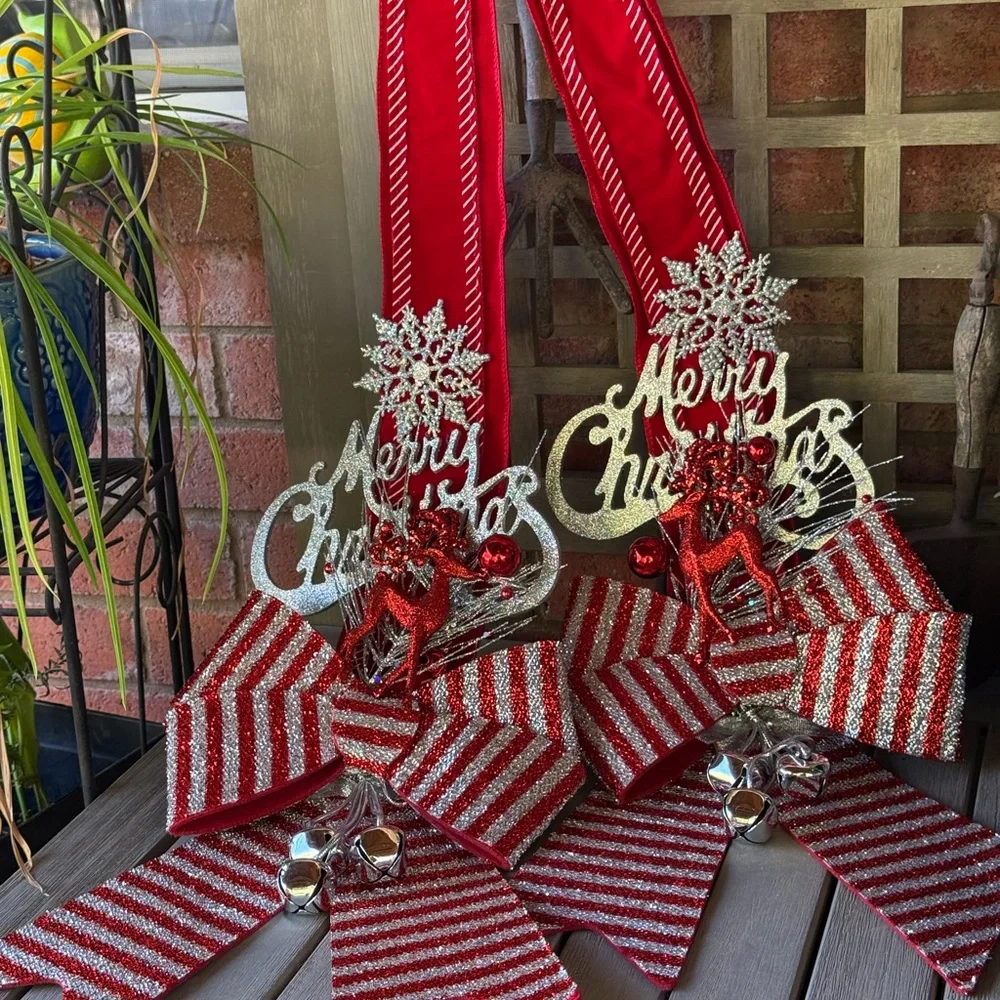 Over The Door Double Christmas Swag.  Christmas Bow/ Wreath /Ribbon Swag custom